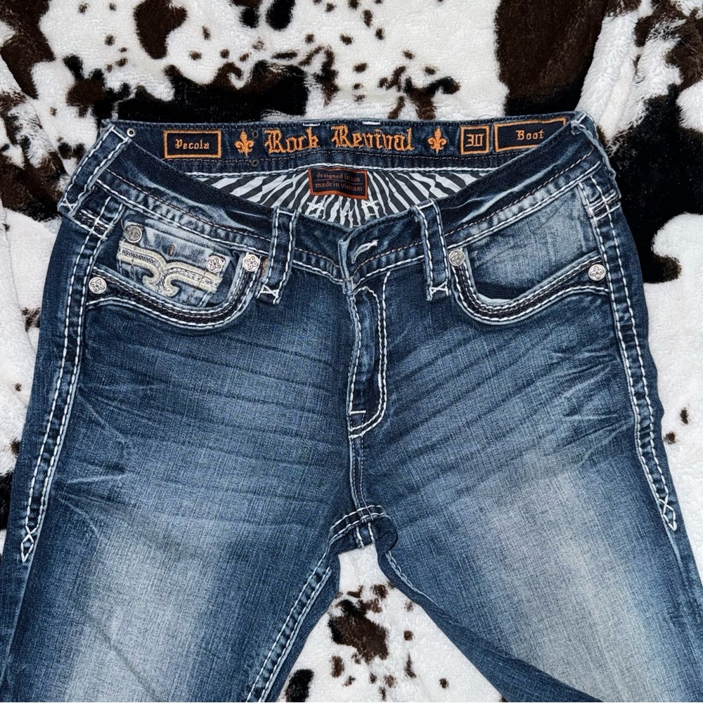 Rock Revival Dark Blue Denim with White Stitching
